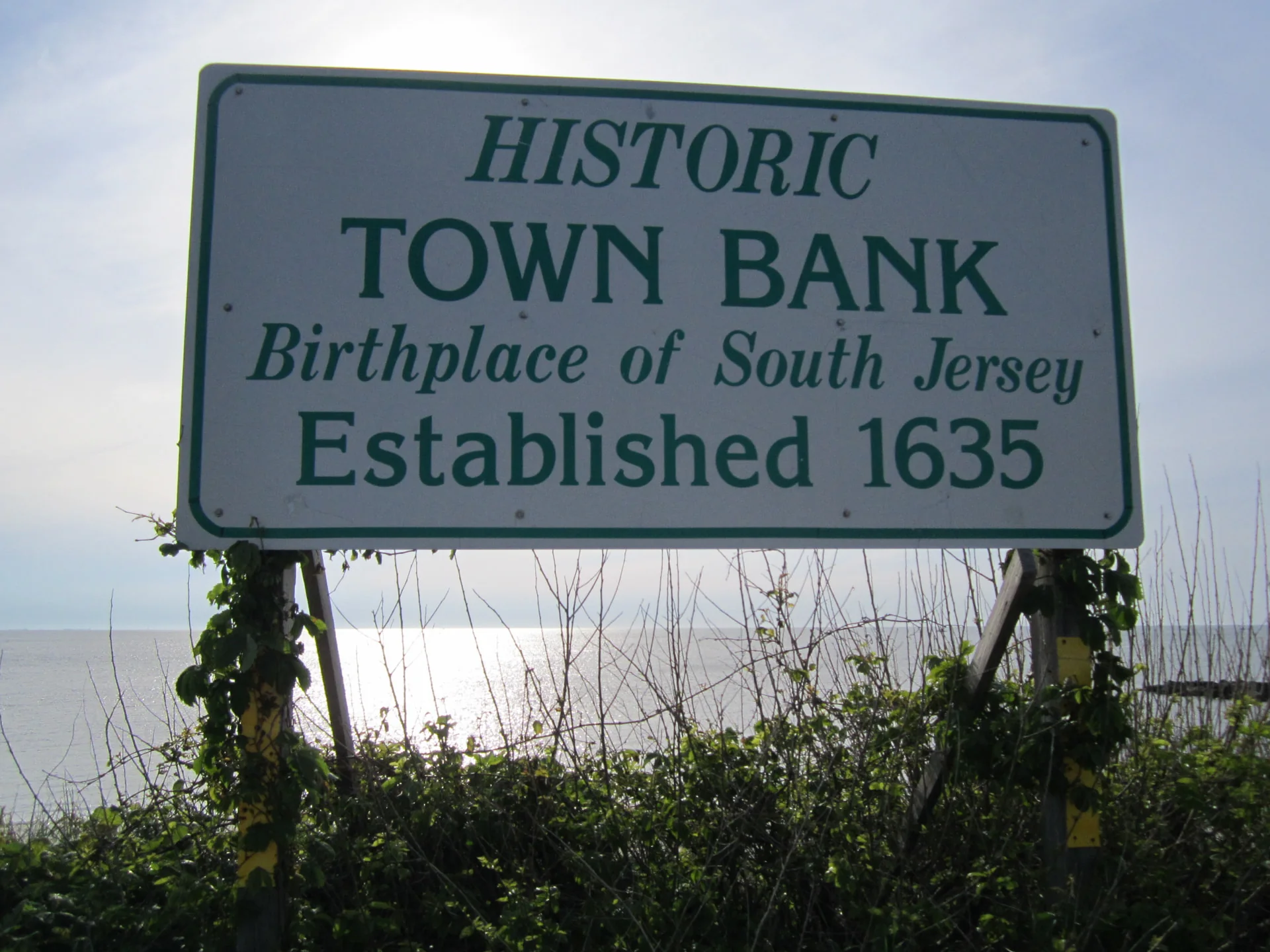 Town Bank, New Jersey community sign in Cape May County.
